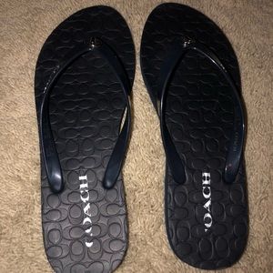 Coach flip flops navy blue